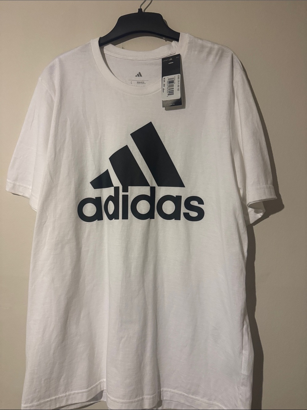 adidas White Short-Sleeve Logo T-Shirt with Black Print